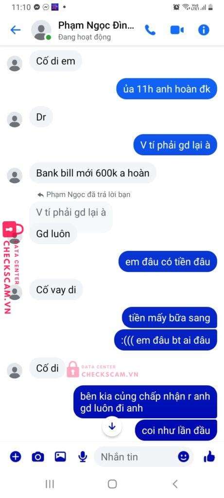 99MM25159M43000226 Pham Ngoc Dinh Khiem BV BANK bị cảnh báo lừa đảo scam