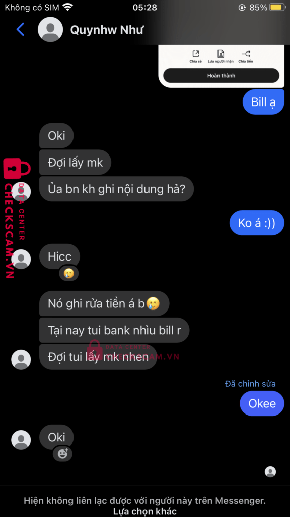 99ZP25145M01773231 Dang Thi Diet BV Bank bị cảnh báo lừa đảo scam