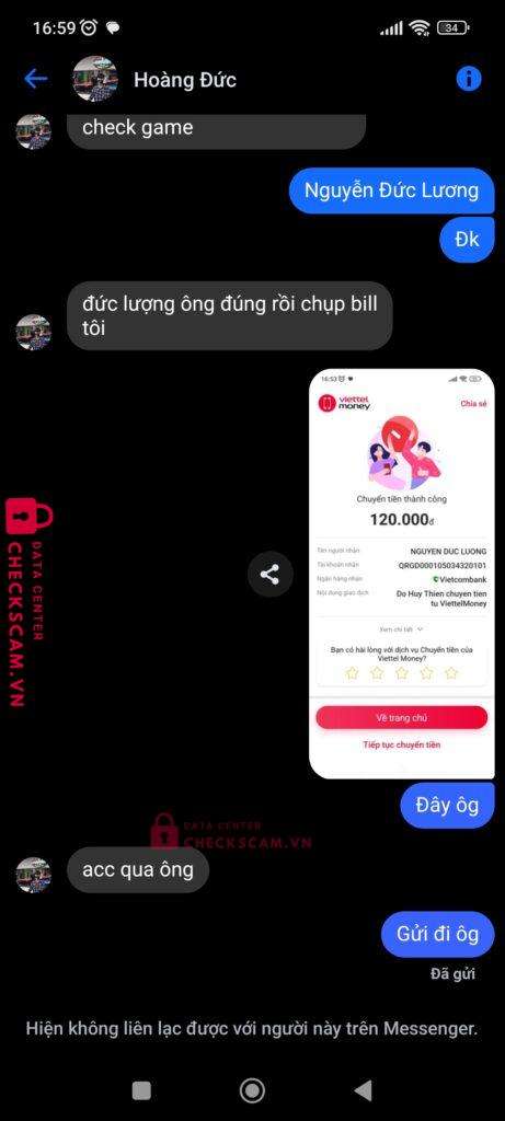QRGD000105034320101 Nguyen Duc Luong VCB bị cảnh báo lừa đảo scam