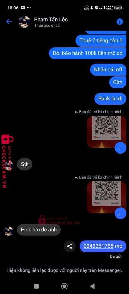 03369369999 Ma Quang Duy MB bị cảnh báo lừa đảo scam