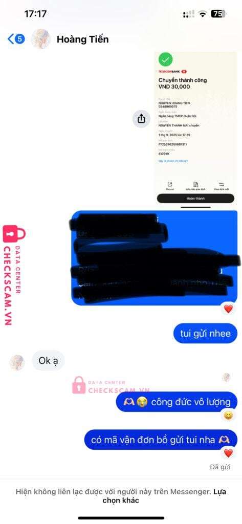 0348969575 Nguyen Hoang Tien MB bị cảnh báo lừa đảo scam