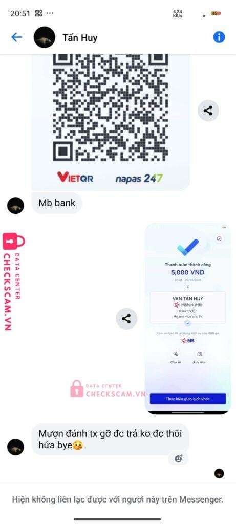0349139367 Van Tan Huy MB bị cảnh báo lừa đảo scam