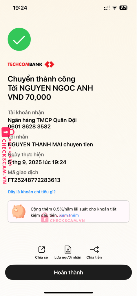 060186283582 Nguyen Ngoc Anh MB bị cảnh báo lừa đảo scam