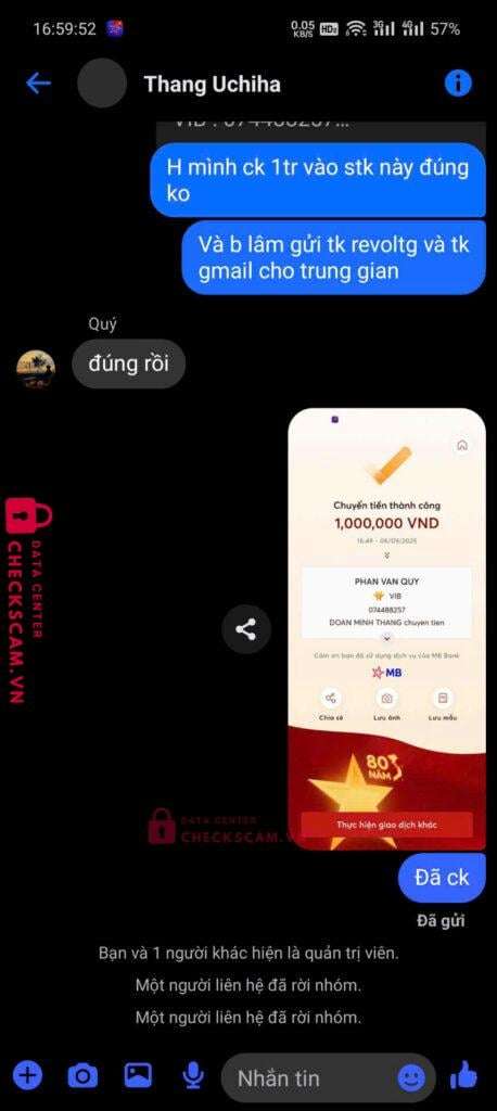 074488257 Phan Van Quy VIB bị cảnh báo lừa đảo scam