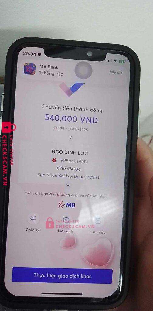 0768674596 Ngo Dinh Loc VP BANK bị cảnh báo lừa đảo scam