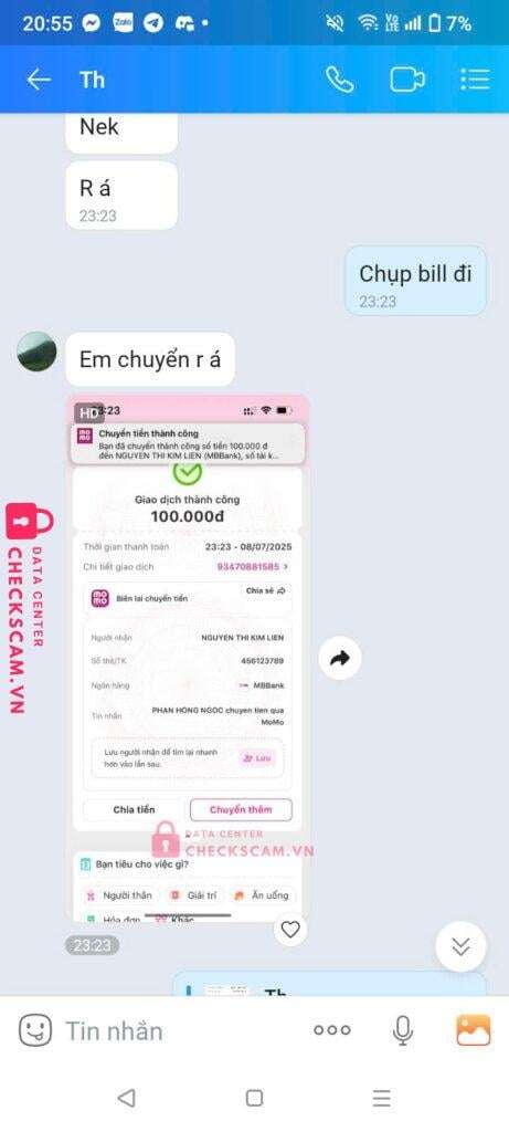 0919118070 Nguyen Van Thinh MB bị cảnh báo lừa đảo scam