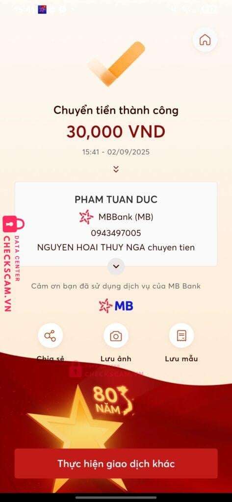 0943497005 Pham Tuan Duc MB bị cảnh báo lừa đảo scam