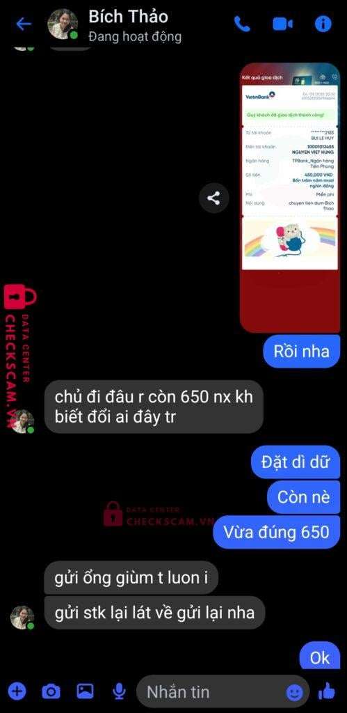 10001012455 Nguyen Viet Hung TP BANK bị cảnh báo lừa đảo scam