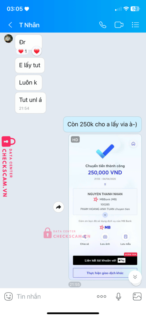 100285 Nguyen Thanh Nhan MB bị cảnh báo lừa đảo scam