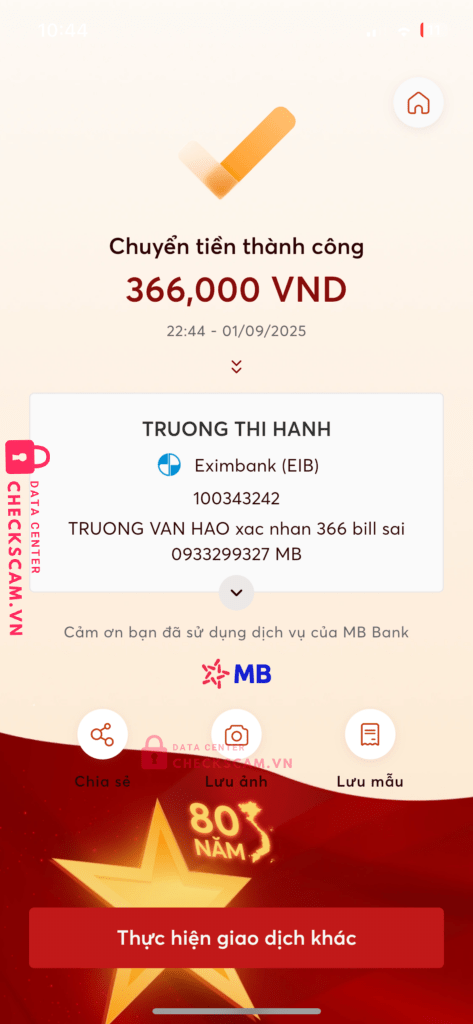 100343242 Truong Thi Hanh Eximbank bị cảnh báo lừa đảo scam
