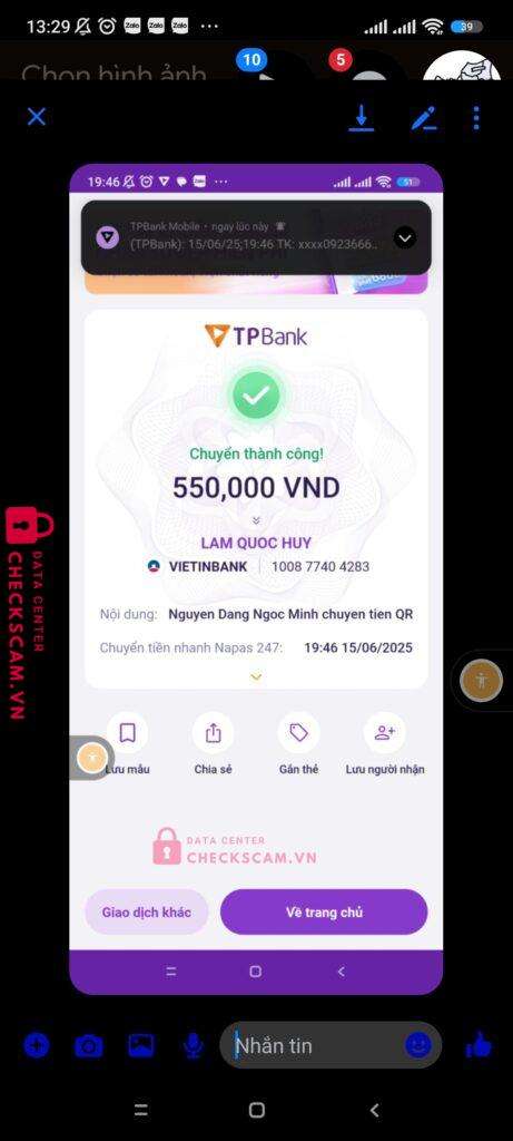 100877404283 Lam Quoc Huy Vietinbank bị cảnh báo lừa đảo scam