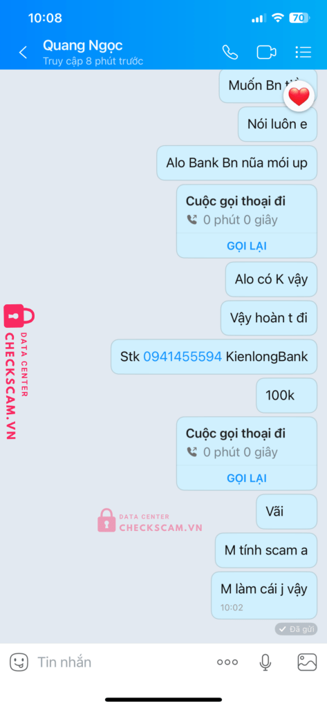 10171120089999 Nguyen Quang Ngoc MB bị cảnh báo lừa đảo scam