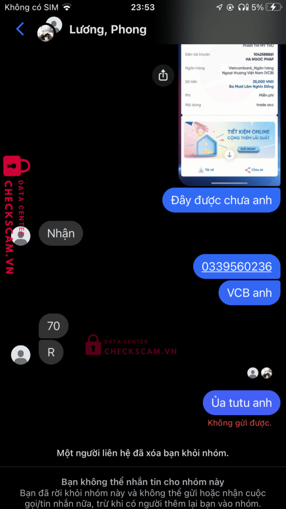 1042588861 Ha Ngoc Phap VCB bị cảnh báo lừa đảo scam