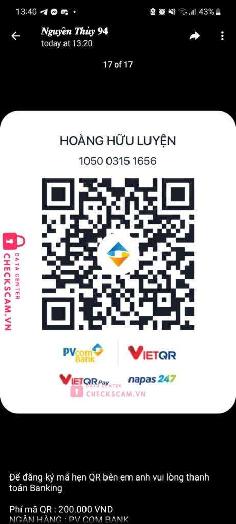 105003151656 Hoang Huu Luyen PVcomBank bị cảnh báo lừa đảo scam