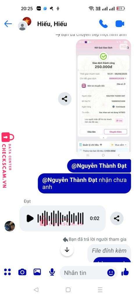 108885021456 Nguyen Thanh Dat Vietinbank bị cảnh báo lừa đảo scam