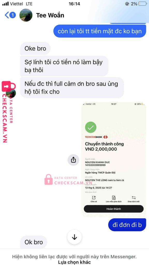 14102003999999 Nguyen Khanh Duc MB bị cảnh báo lừa đảo scam