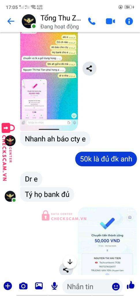 19073376026017 Nguyen Thi Hai Tien Techcombank bị cảnh báo lừa đảo scam