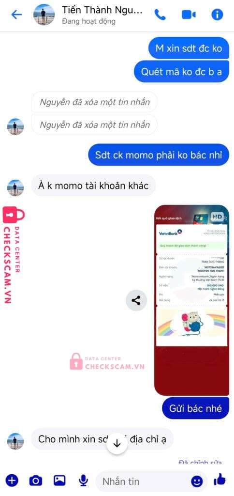 19073544742017 Nguyen Tien Thanh Techcombank bị cảnh báo lừa đảo scam