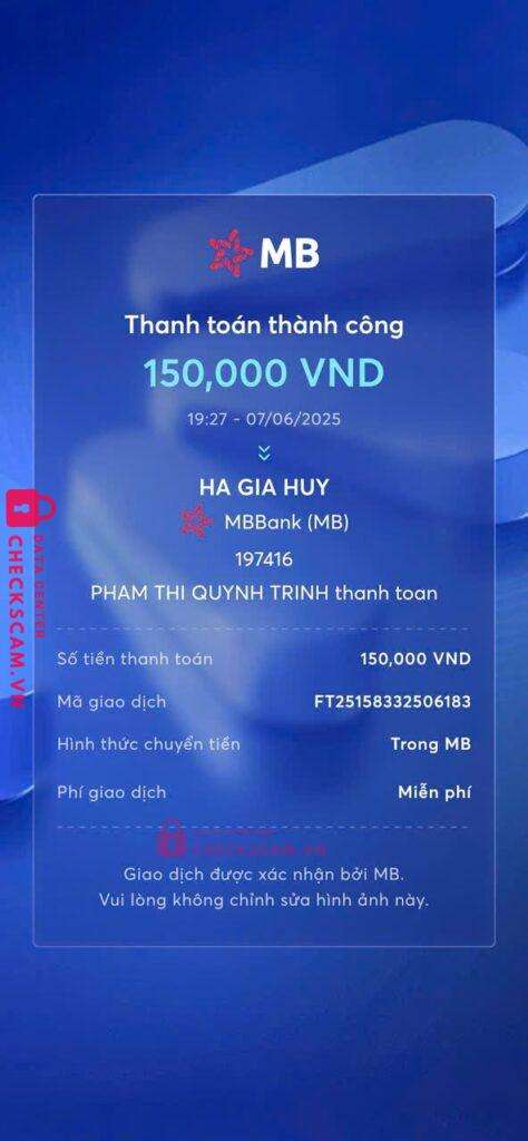 197416 Ha Gia Huy MB bị cảnh báo lừa đảo scam