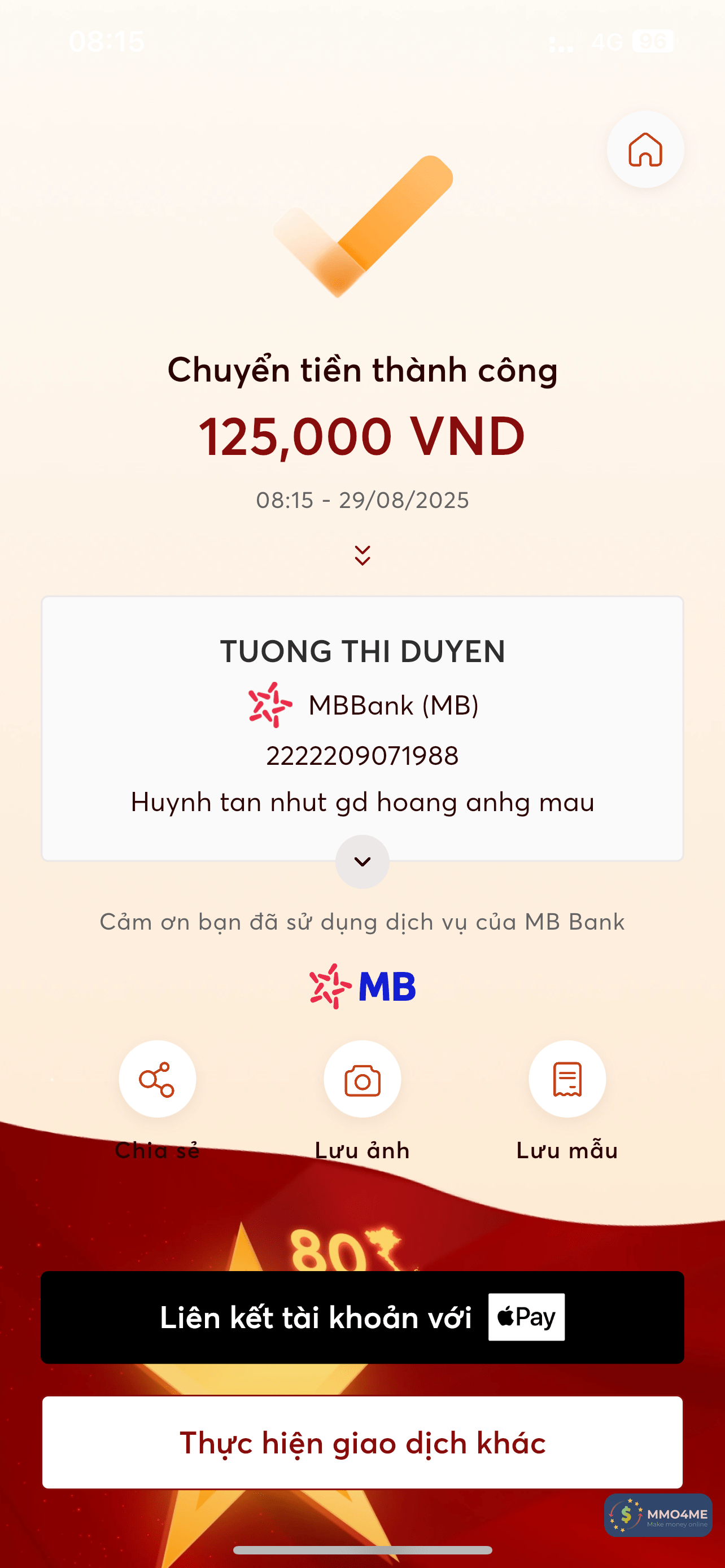 2222209071988 Tuong Thi Duyen MB bị cảnh báo lừa đảo scam
