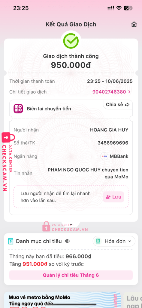 3456969696 Hoang Gia Huy MB bị cảnh báo lừa đảo scam