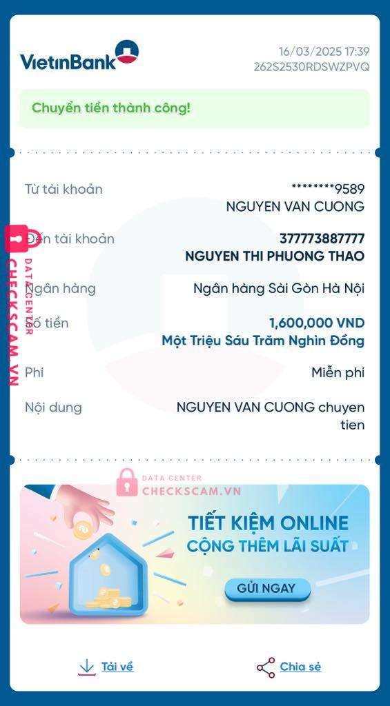 377773887777 Nguyen Thi Phuong Thao SHB bị cảnh báo lừa đảo scam