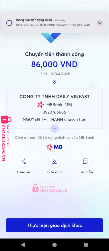 3920766666 Daily Vinfast MB bị cảnh báo lừa đảo scam