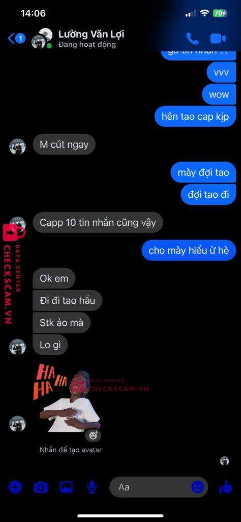 45958886868 Luong Van Loi MB bị cảnh báo lừa đảo scam