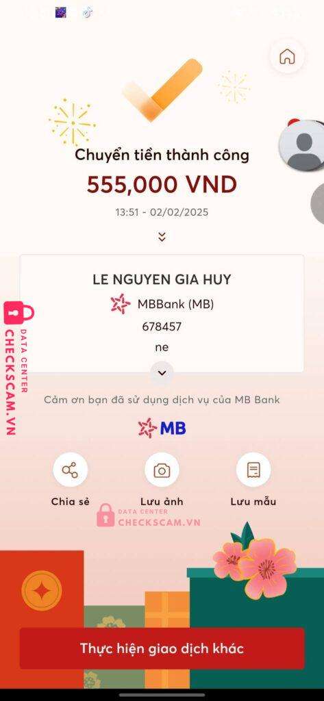 678457 Le Nguyen Gia Huy MB bị cảnh báo lừa đảo scam