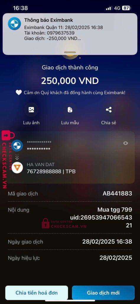 76728988888 Ha Van Dat TP BANK bị cảnh báo lừa đảo scam