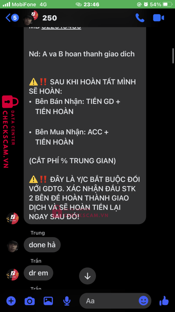 822919486 Tran Gia Bao MB bị cảnh báo lừa đảo scam