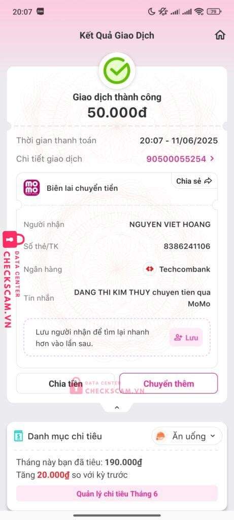 8386241106 Nguyen Viet Hoang Techcombank bị cảnh báo lừa đảo scam