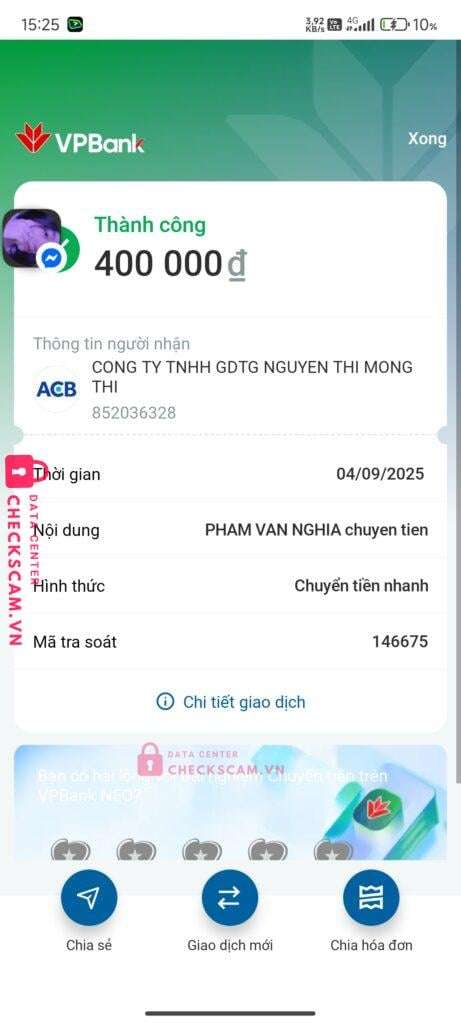 852036328 Nguyen Thi Mong Thi ACB bị cảnh báo lừa đảo scam