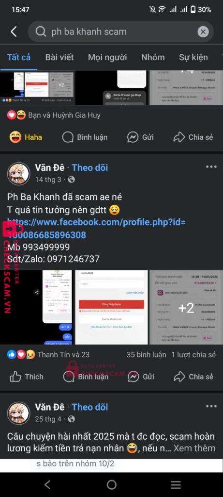993499999 Phan Ba Khanh MB bị cảnh báo lừa đảo scam