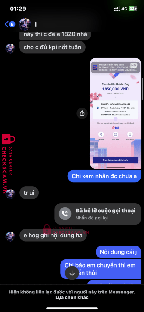 99MM23310M64340079 Hoang Phan Anh BV BANK bị cảnh báo lừa đảo scam