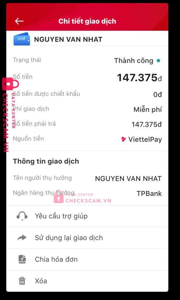 00003429248 Nguyen Van Nhat TP BANK bị cảnh báo lừa đảo scam