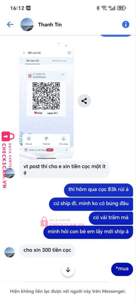 0397904134 Le Thanh Tin MB bị cảnh báo lừa đảo scam