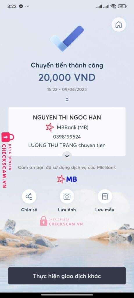 0398199524 Nguyen Thi Ngoc Han MB bị cảnh báo lừa đảo scam