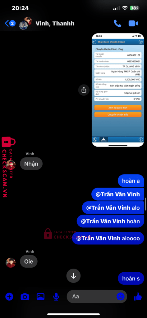 0963655021 Ta Quang Vinh MB bị cảnh báo lừa đảo scam