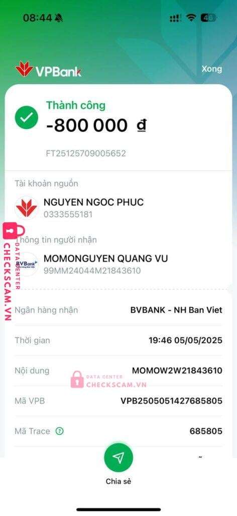 0989595374 Nguyen Quang Vu Momo bị cảnh báo lừa đảo scam