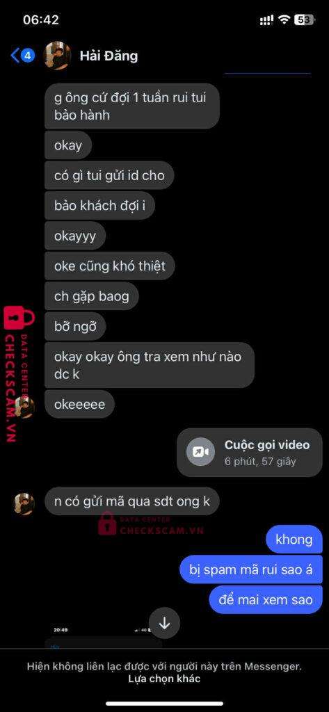 0999987654321 Nguyen Hoang Hai Dang MB bị cảnh báo lừa đảo scam