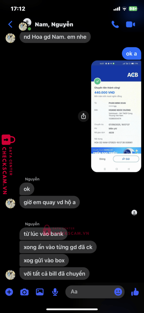 102883554574 Hoang Ngoc Duong vietinbank bị cảnh báo lừa đảo scam