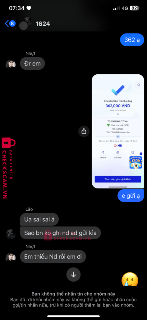 1054607906 To Van Nhut Thai VCB bị cảnh báo lừa đảo scam