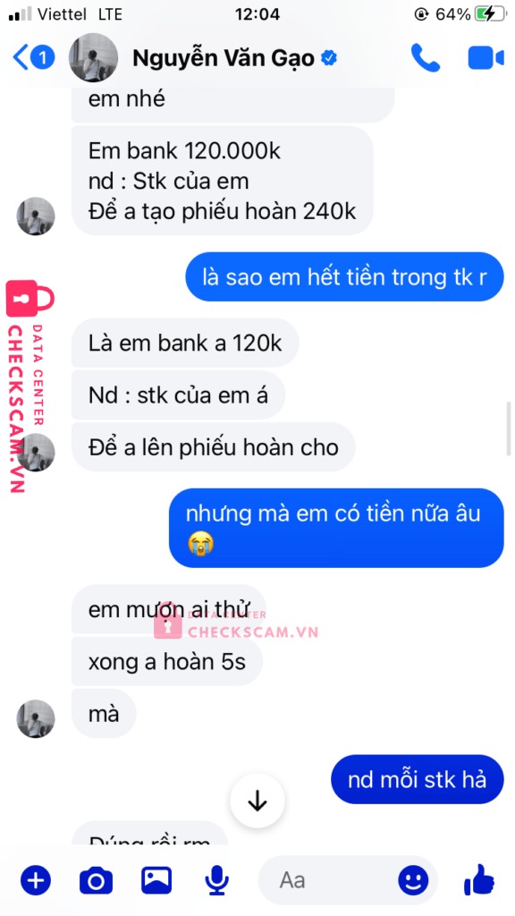147895 Le Tu Tien MB bị cảnh báo lừa đảo scam