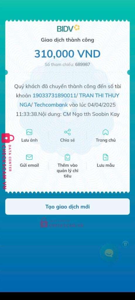19033731890011 Tran Thi Thuy Nga Techcombank bị cảnh báo lừa đảo scam