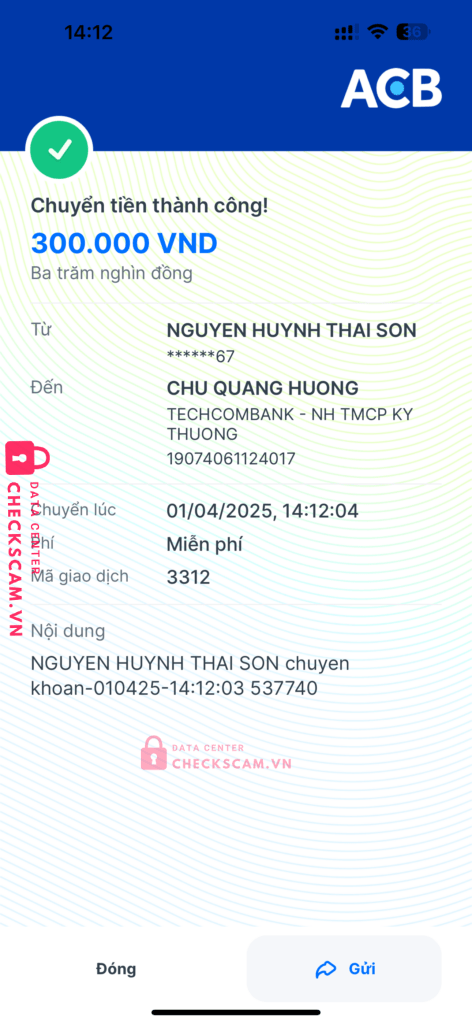 19074061124017 Chu Quang Huong Techcombank bị cảnh báo lừa đảo scam