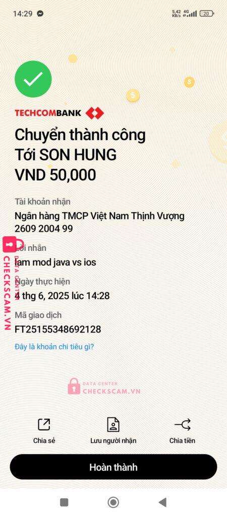 2609200499 Son Hung VP BANK bị cảnh báo lừa đảo scam