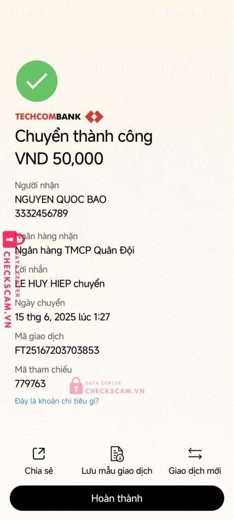 3332456789 Nguyen Quoc Bao MB bị cảnh báo lừa đảo scam