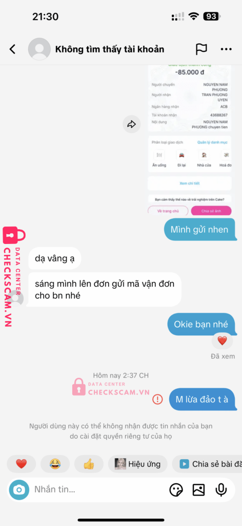 43688267 Tran Phuong Uyen ACB bị cảnh báo lừa đảo scam