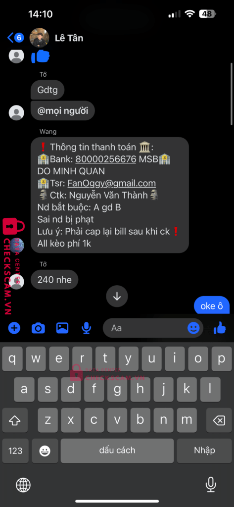 80000256676 Do Minh Quan MSB bị cảnh báo lừa đảo scam